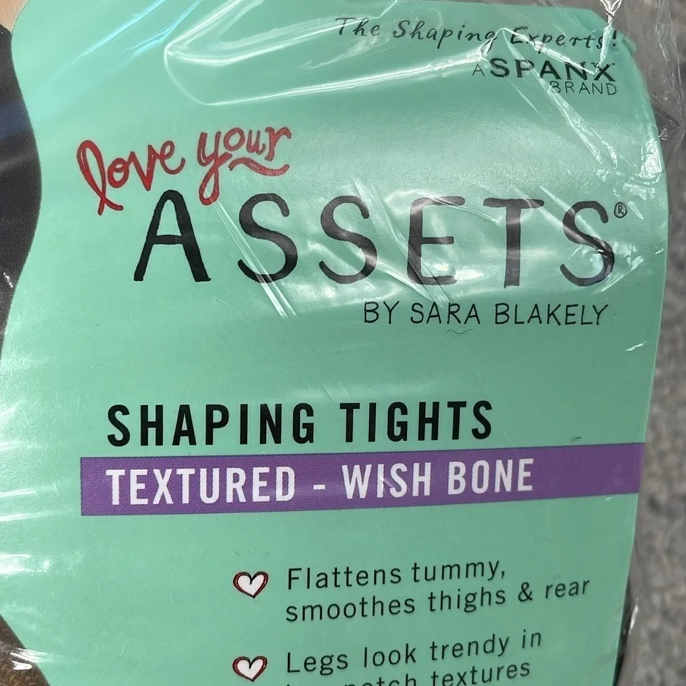 Spanx Assets Shaping Tights Textured Wish Bone Slimming Smoothing Black Sz 1